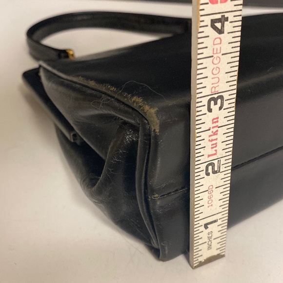 Harrods Black Leather Satchel Purse - Picture 8 of 17